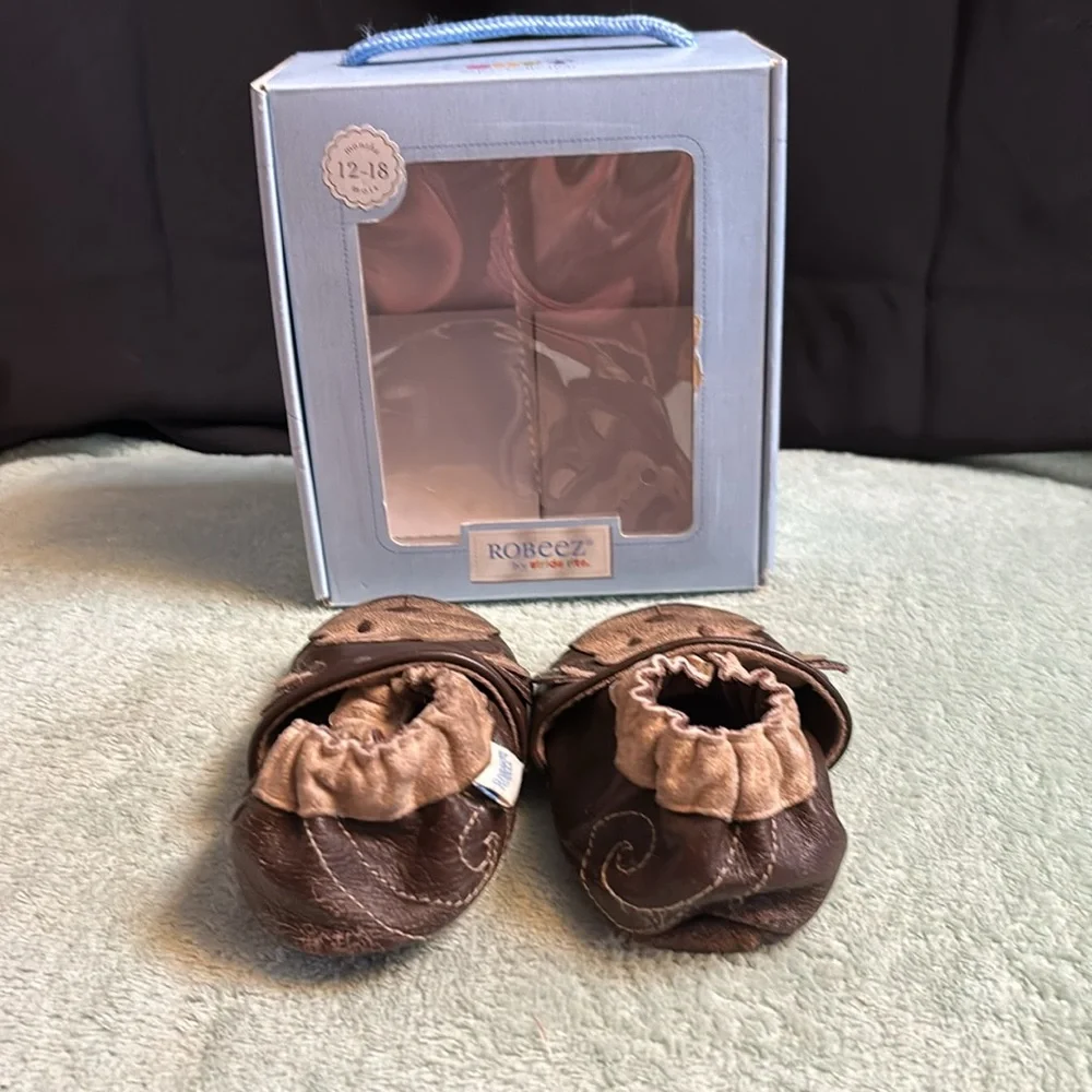 Robeez by stride rite pre-walker shoes size 3 (12-18 months) monkey brown